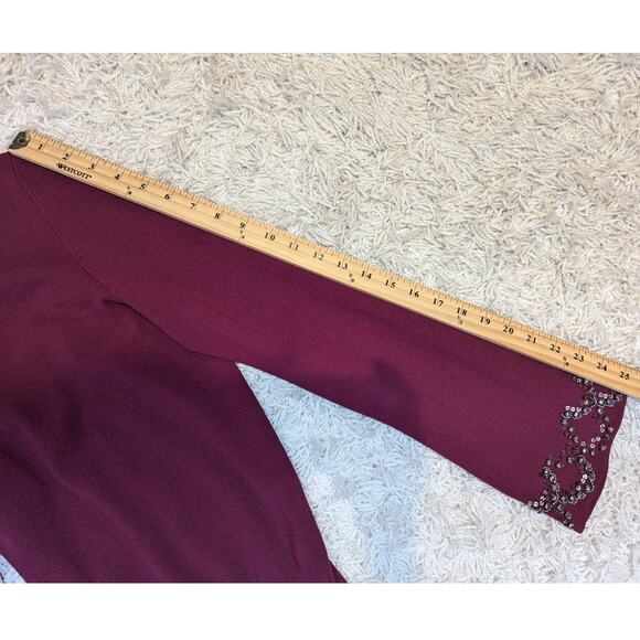 Ann Taylor Mock Neck Jewel Trimmed Sweater Maroon Size M - Picture 8 of 15